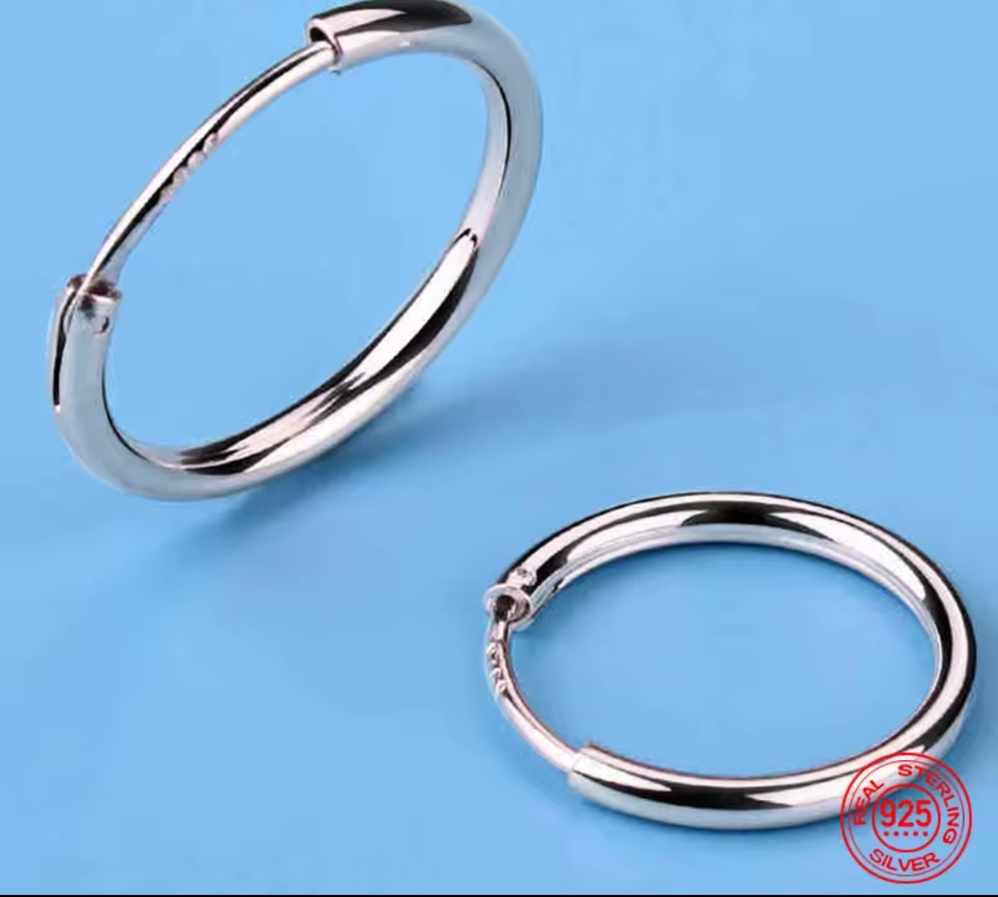 925 Sterling Silver Classic Hoop Earrings