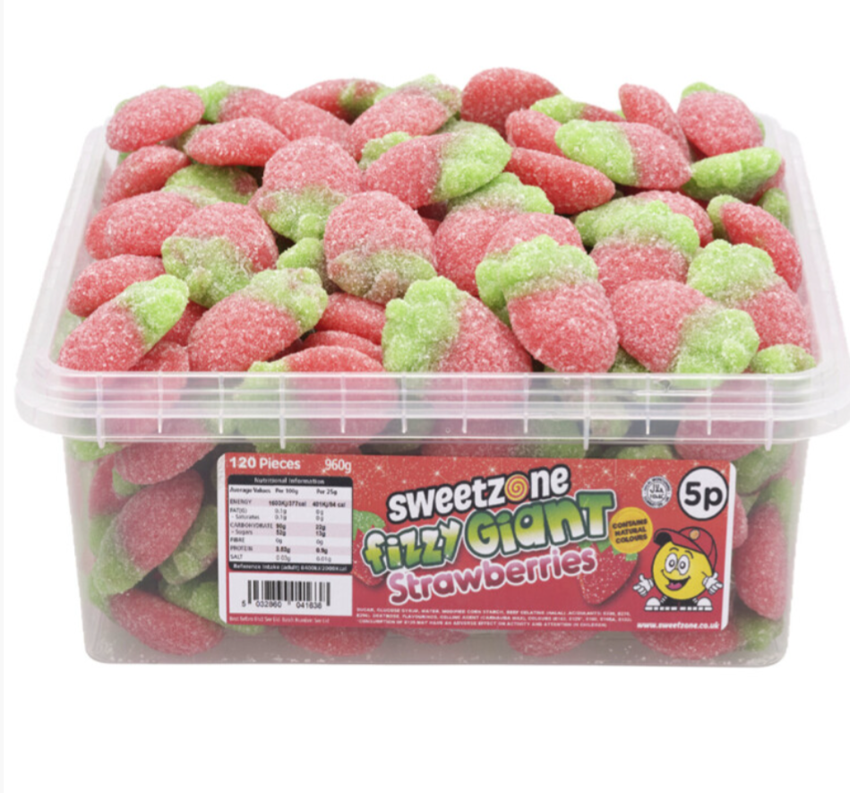 SweetZone Fizzy Giant Strawberries 800g Tub
