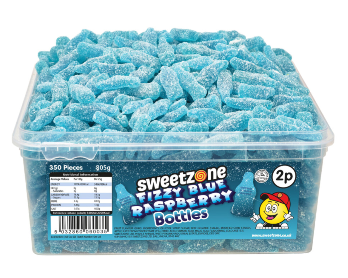 Fizzy Blue Raspberry Bottles 800g TUB