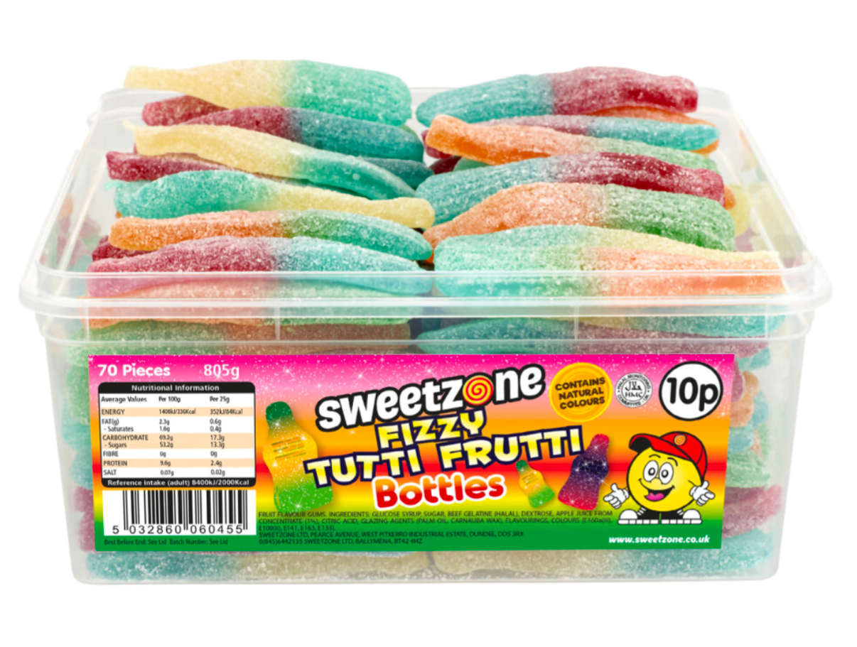 Fizzy Tutti Frutti Bottles 800g TUB