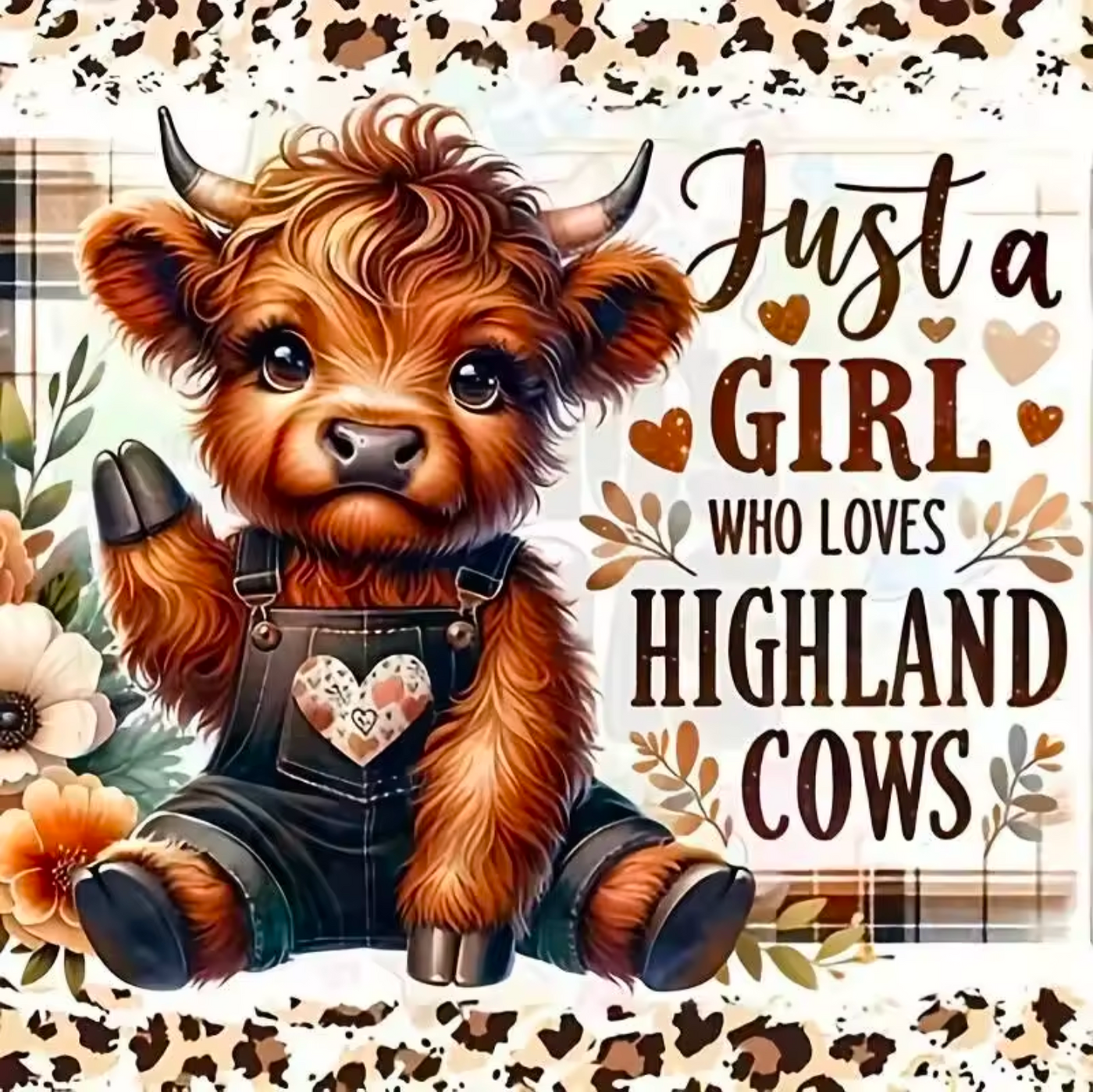 Just a Girl Who Loves Highland Cows" Diamond Painting Kit - 30x30cm Diamond painting
