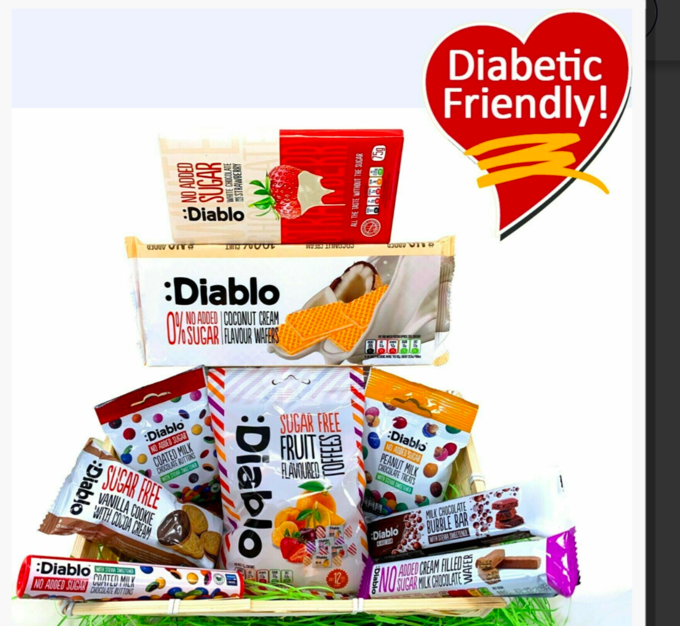 Diablo Diabetic Sugar Free Gift Hamper Box Sweets Chocolate Bar Set Sweets