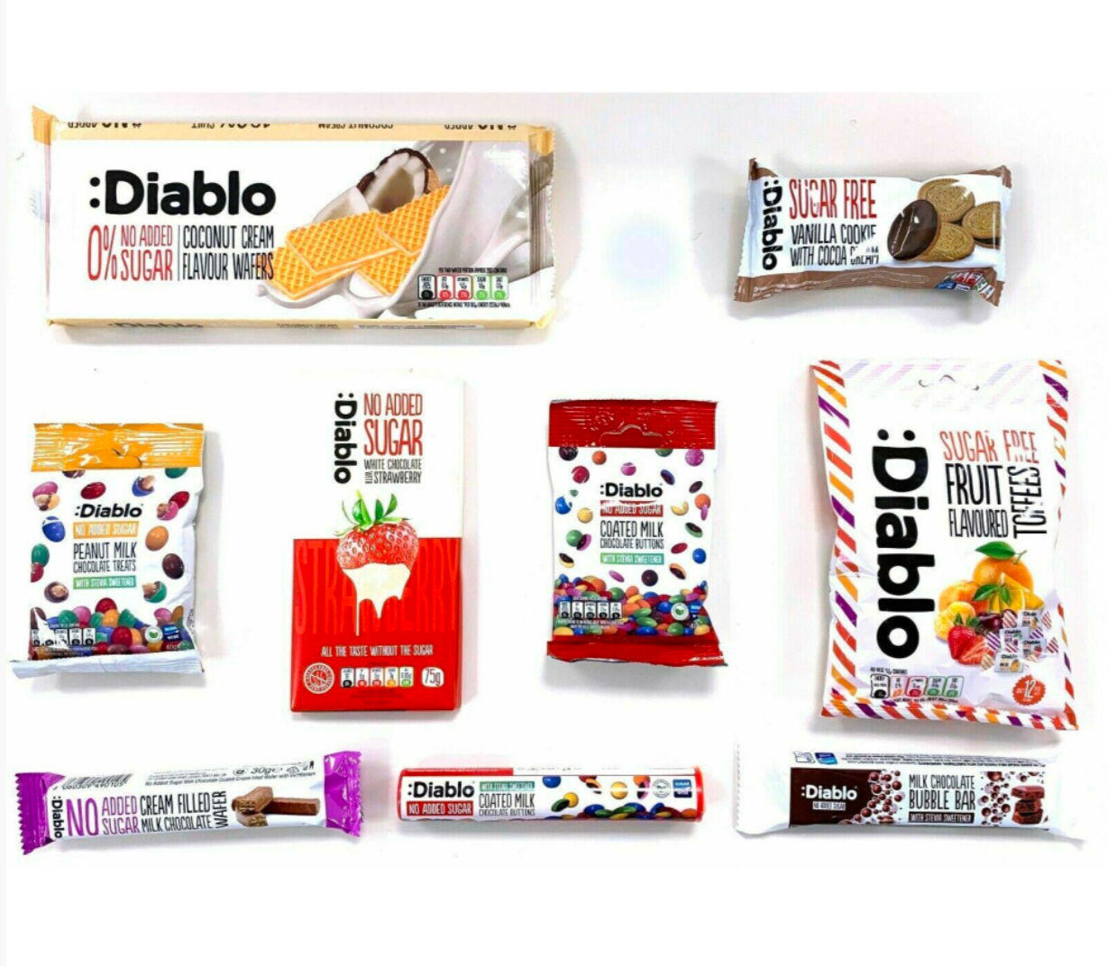 Diablo Diabetic Sugar Free Gift Hamper Box Sweets Chocolate Bar Set Sweets
