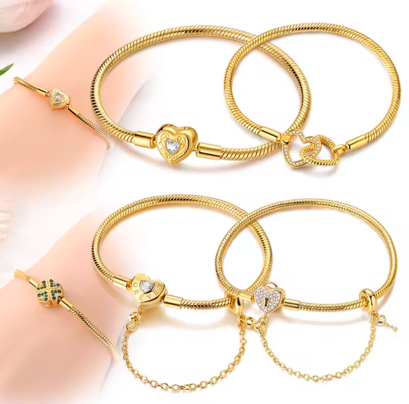 Elegant 925 Sterling Silver Gold-Plated Snake Chain Bracelets - Truly Yours