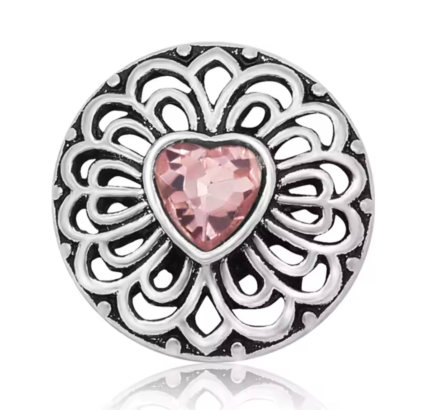 18mm Filigree Heart Snap Button Charms