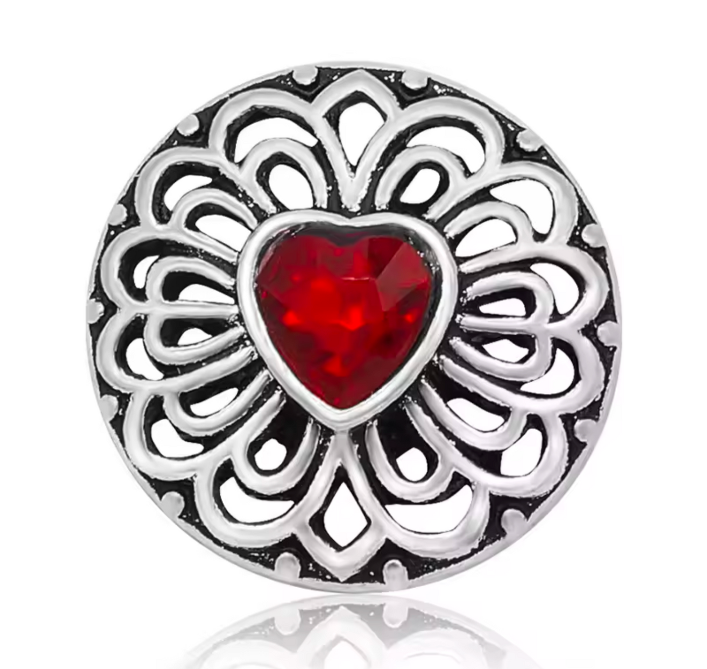 18mm Filigree Heart Snap Button Charms - Truly Yours