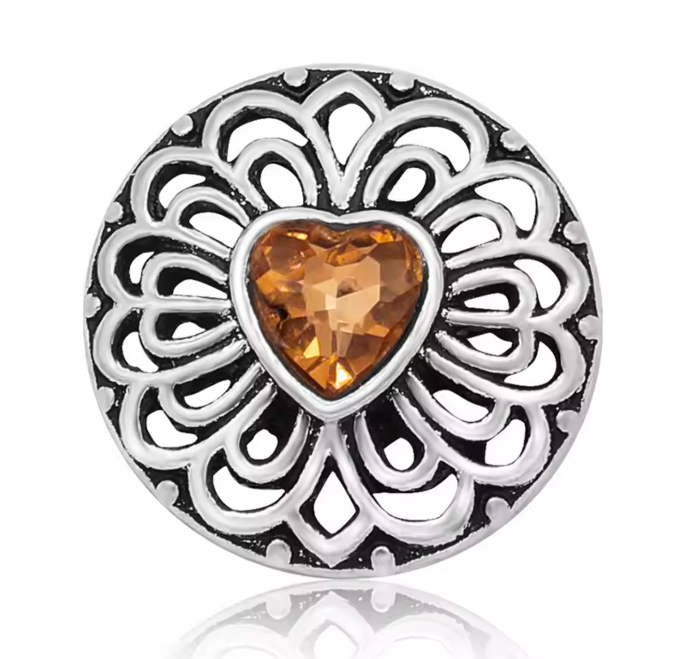 18mm Filigree Heart Snap Button Charms - Truly Yours
