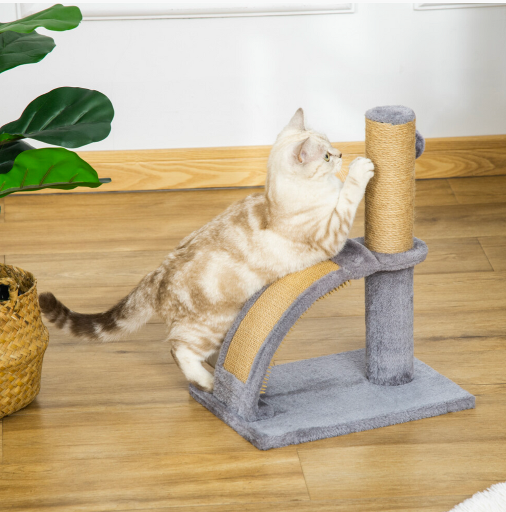 PawHut Cat Tree for Indoor Cats with Scratching Post, Hanging Ball, Grey - Truly Yours