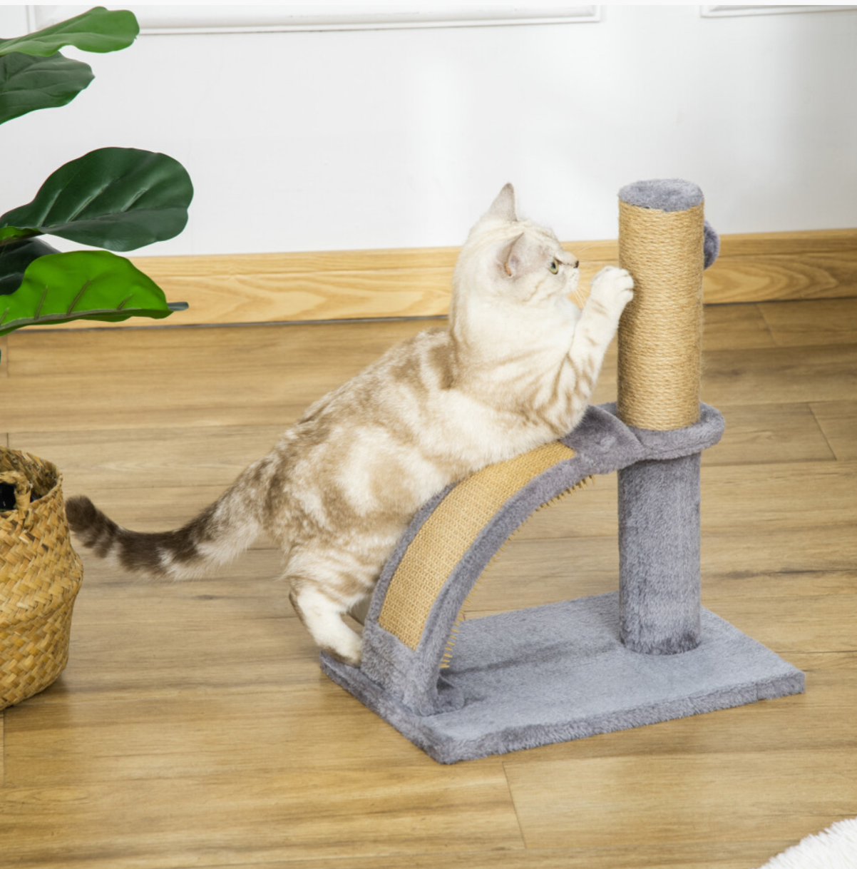 PawHut Cat Tree for Indoor Cats with Scratching Post, Hanging Ball, Grey - Truly Yours