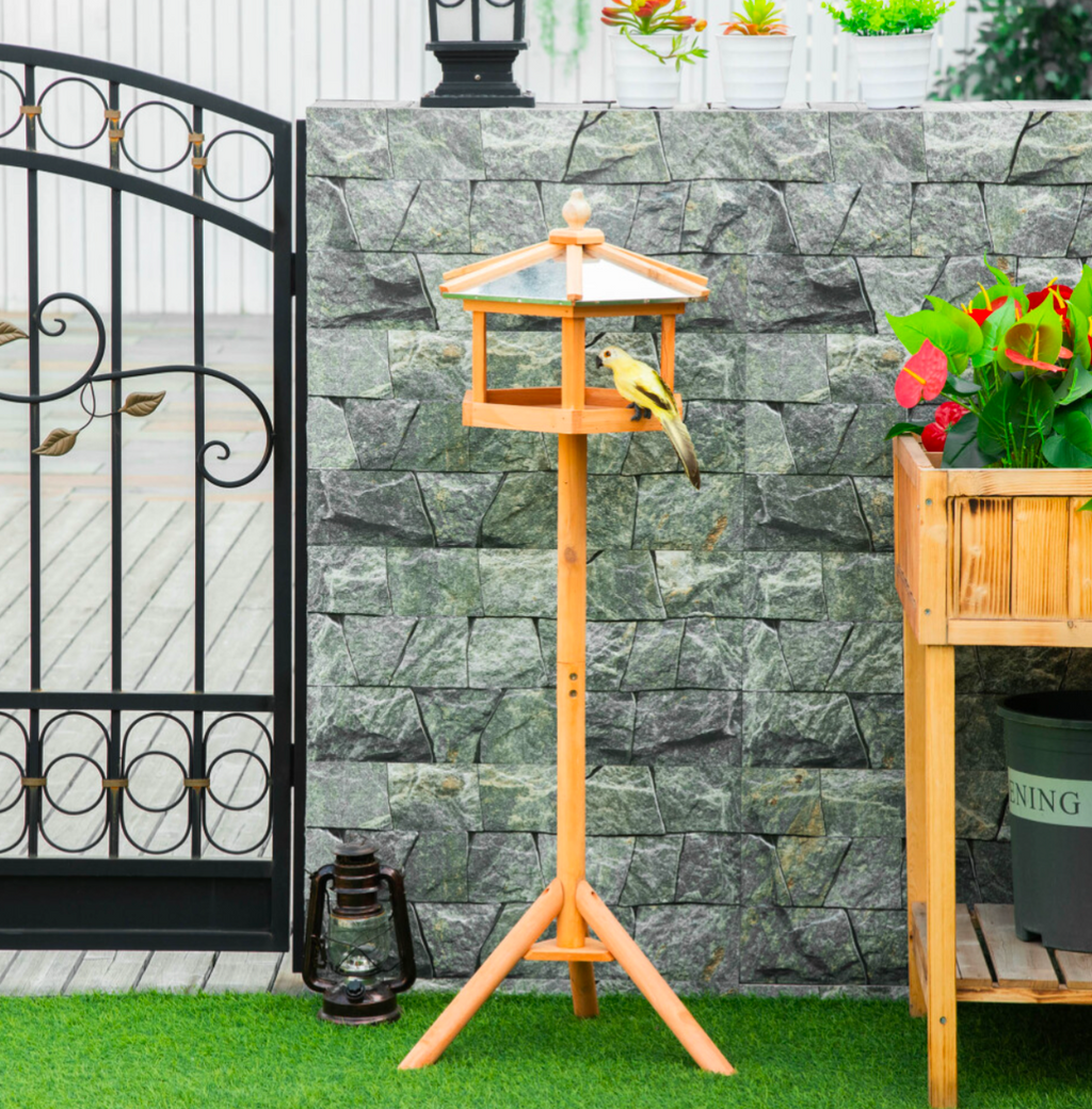PawHut Wooden Bird Table Free Standing Feeder Garden and Backyard Station - Truly Yours