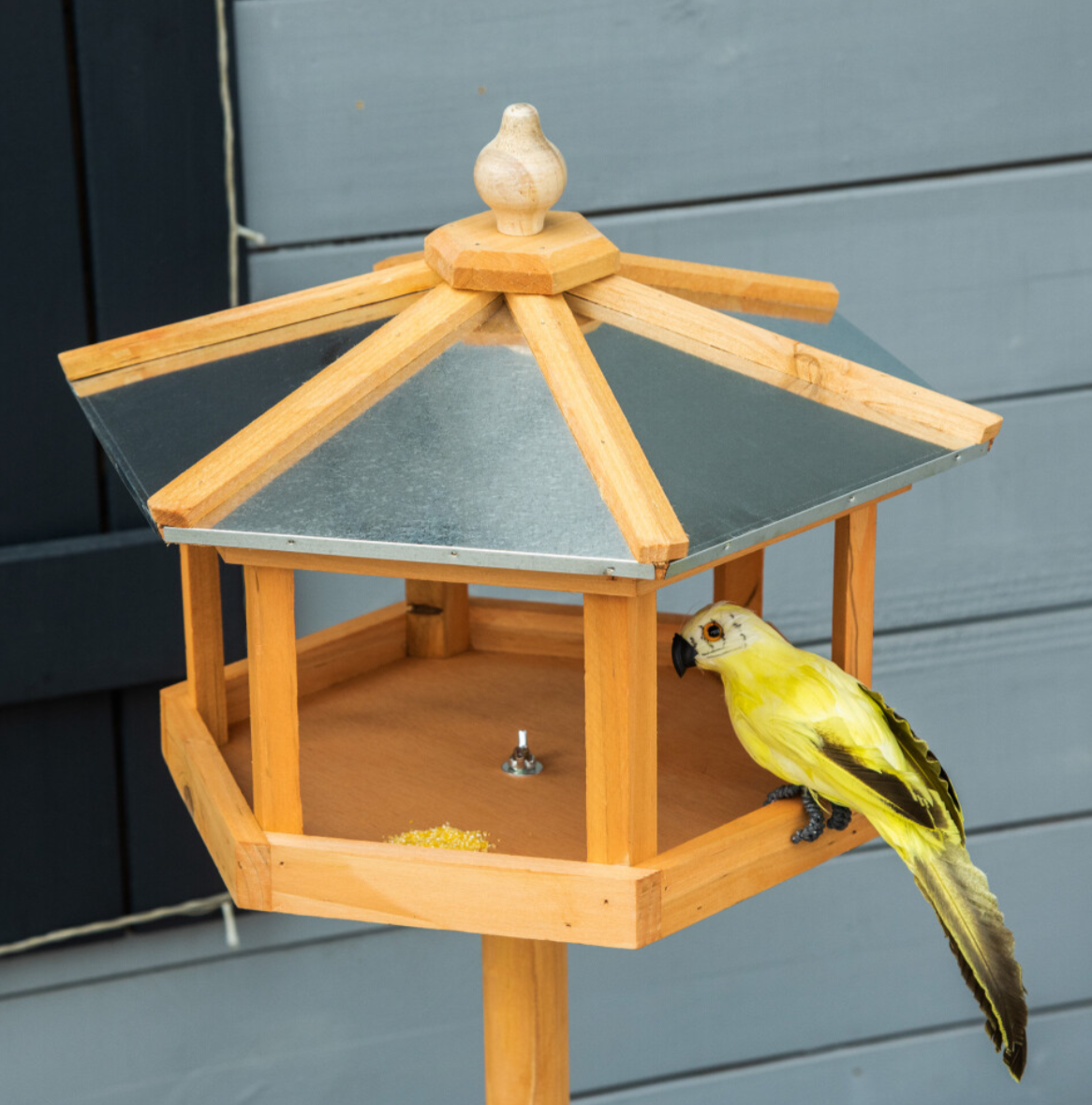 PawHut Wooden Bird Table Free Standing Feeder Garden and Backyard Station - Truly Yours