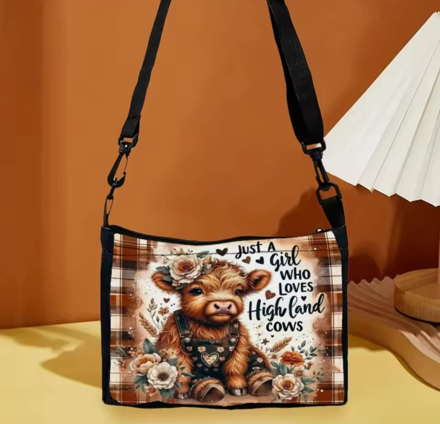 Farmhouse Highland Cow Crossbody Bag