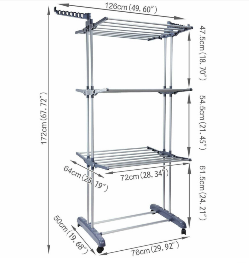Folding Clothes Drying Rack - Multi-Tier Laundry Airer with Wheels - Truly Yours