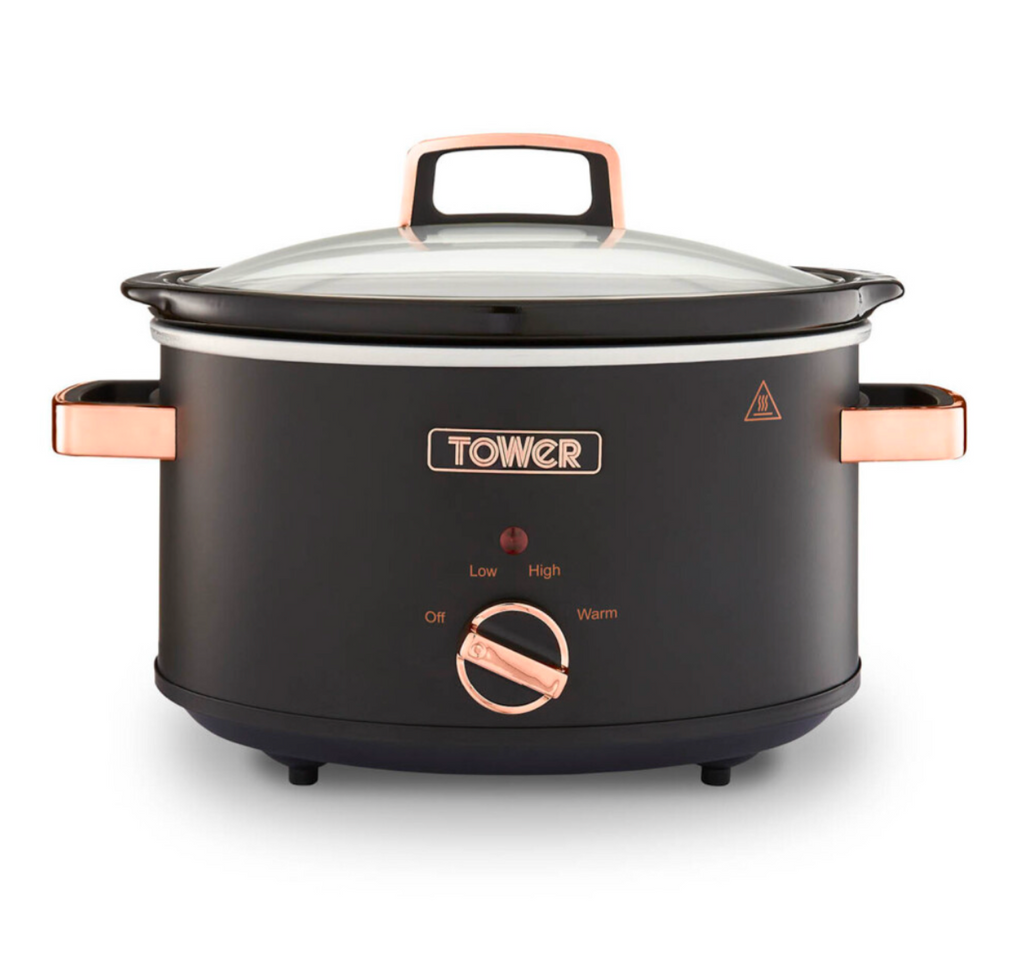 Tower T16042BLK Cavaletto 3.5L Slow Cooker Black and Gold Acents - Truly Yours