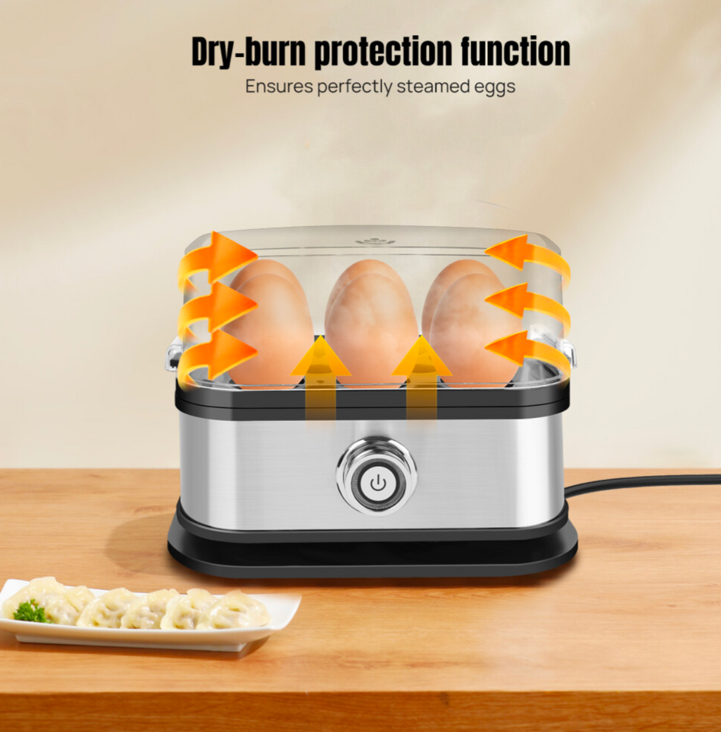 Electric Egg Cooker 6 Eggs Capacity for Soft/Medium/Hard Boiled Eggs, 350W Fast Cooking, BPA-Free Stainless Steel - Truly Yours
