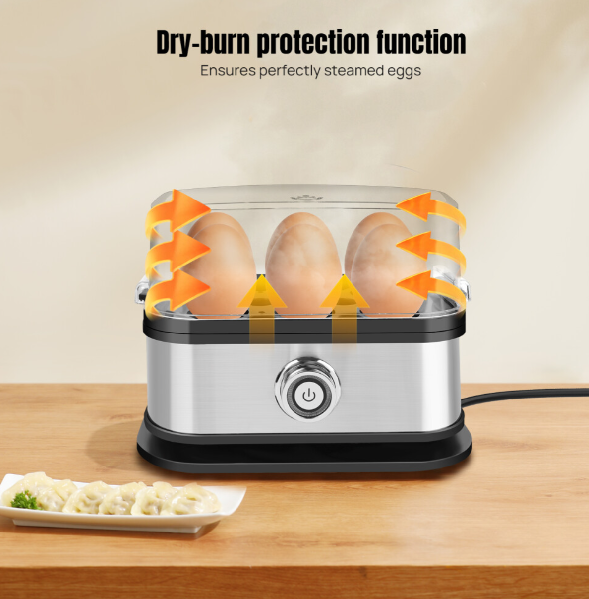 Electric Egg Cooker 6 Eggs Capacity for Soft/Medium/Hard Boiled Eggs, 350W Fast Cooking, BPA-Free Stainless Steel - Truly Yours