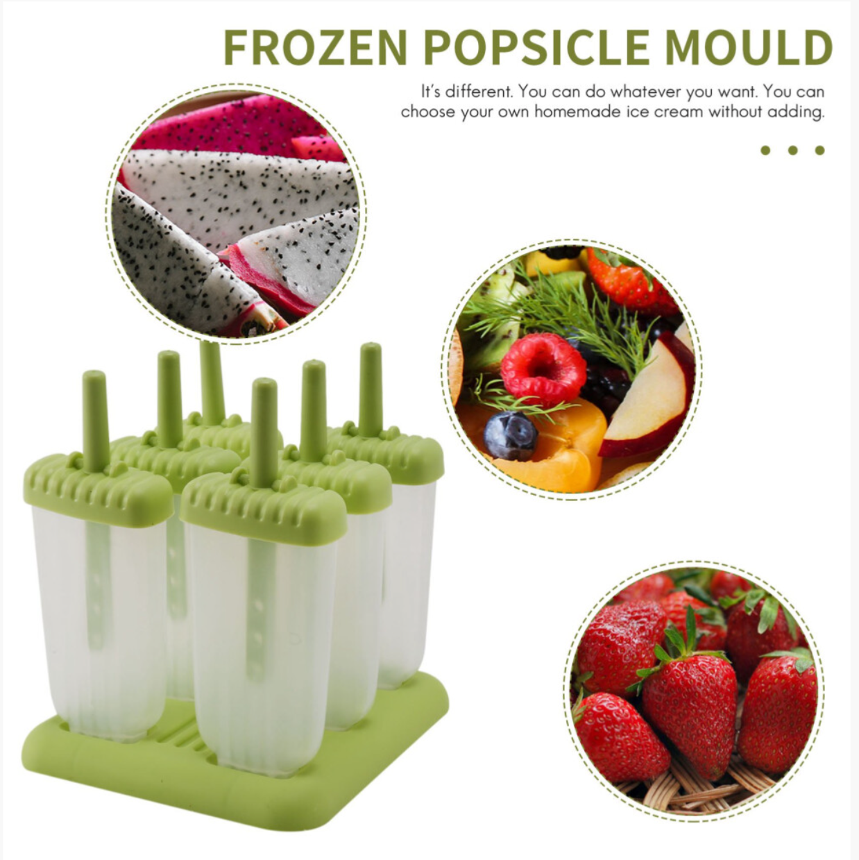 6 Pack Ice Lolly Moulds - Green & Transparent - Truly Yours