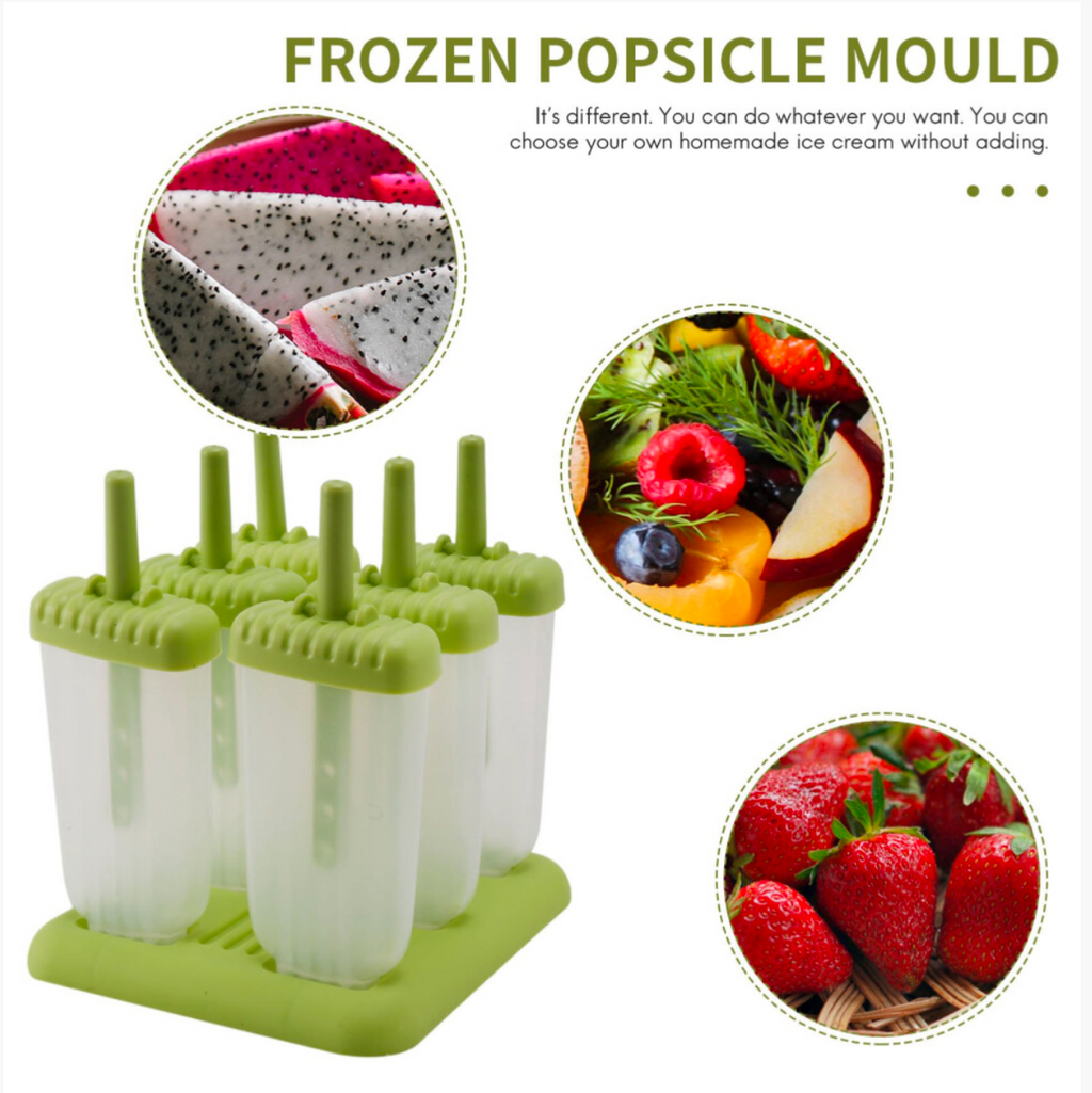 6 Pack Ice Lolly Moulds - Green & Transparent - Truly Yours