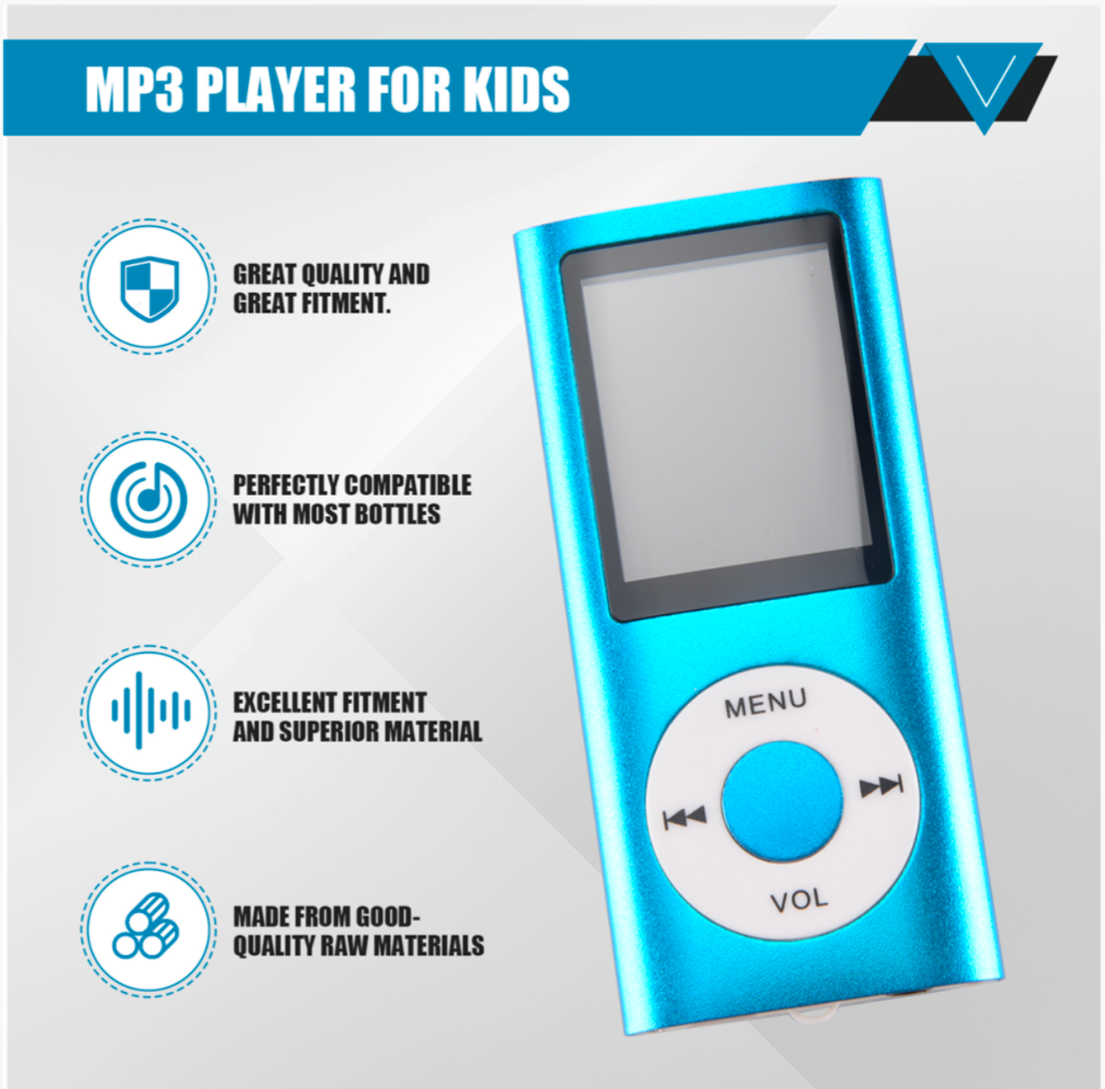 MP3 Player with Bluetooth 5.0, Music Player with 32GB TF Card,(Blue) - Truly Yours
