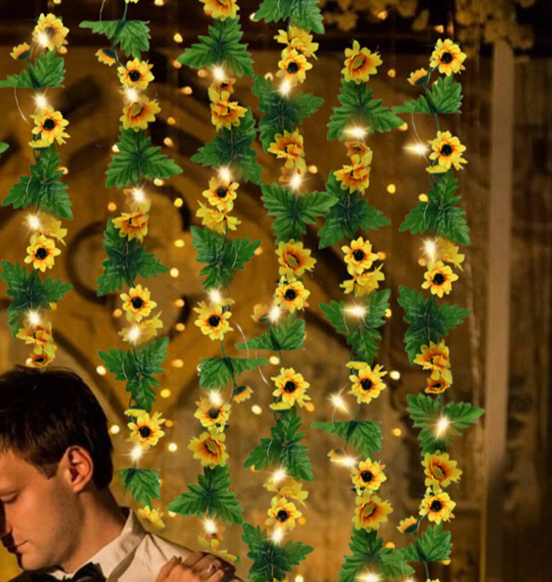 LED Solar Powered Sunflower Fairy String Lights