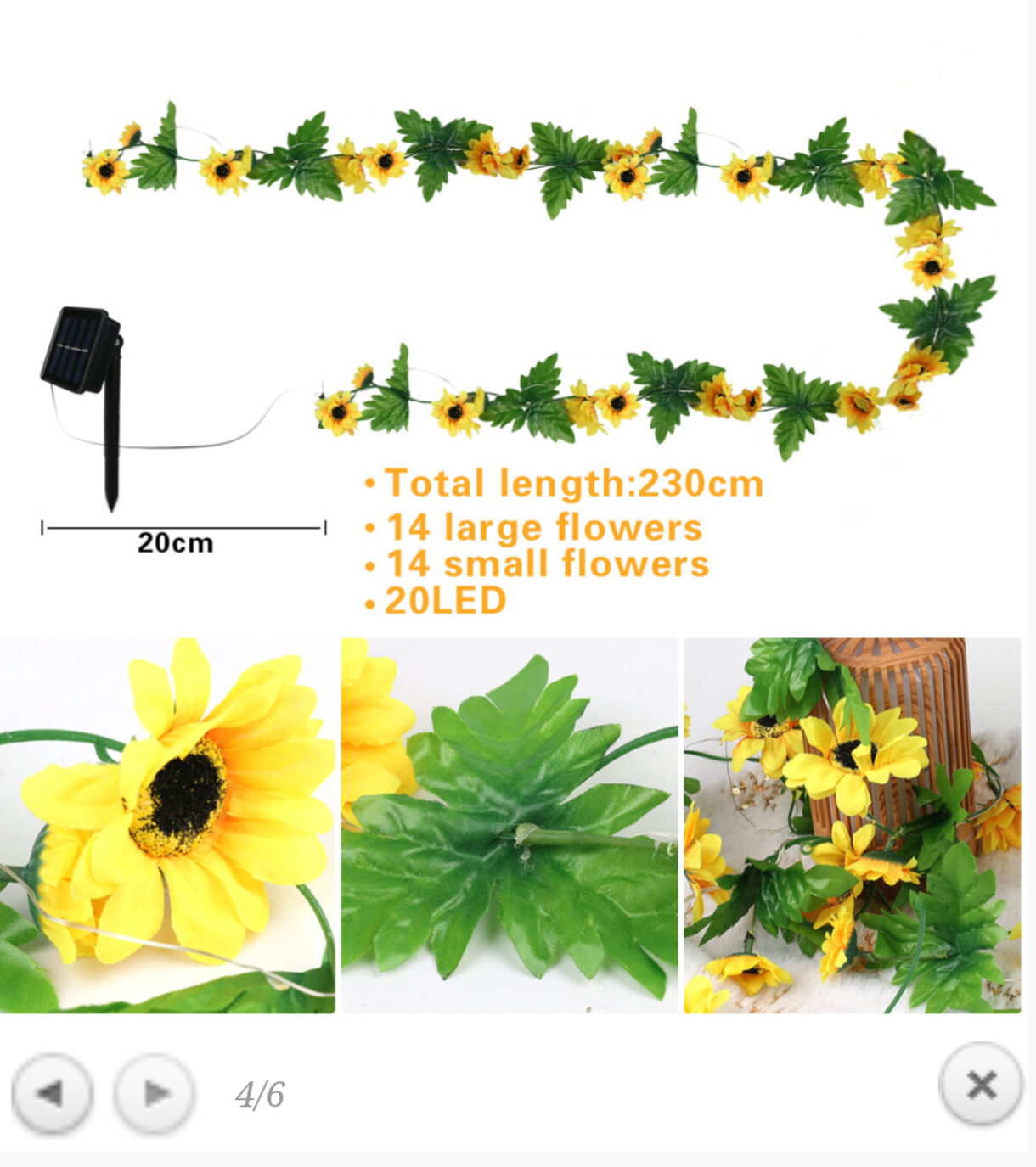 LED Solar Powered Sunflower Fairy String Lights - Truly Yours