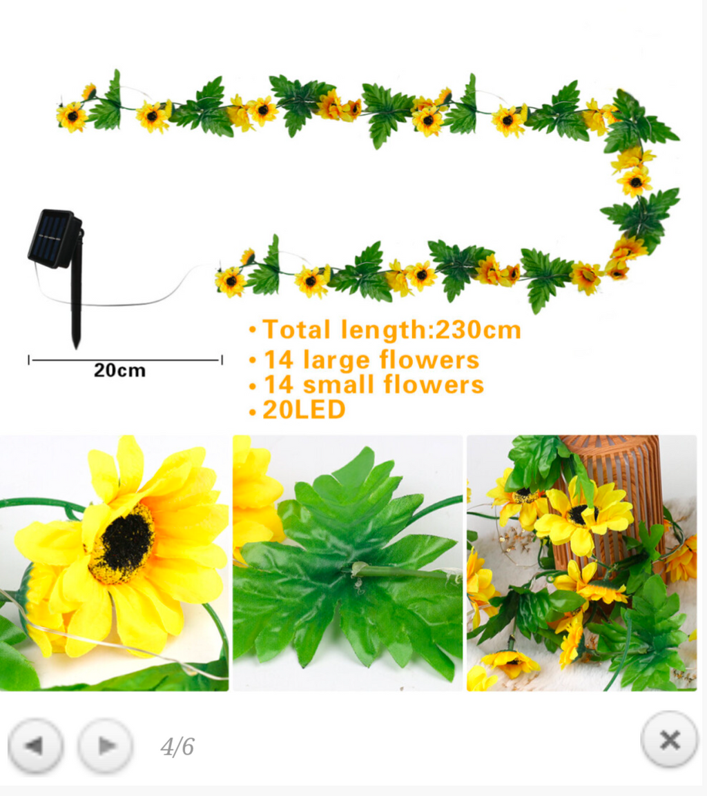 LED Solar Powered Sunflower Fairy String Lights - Truly Yours