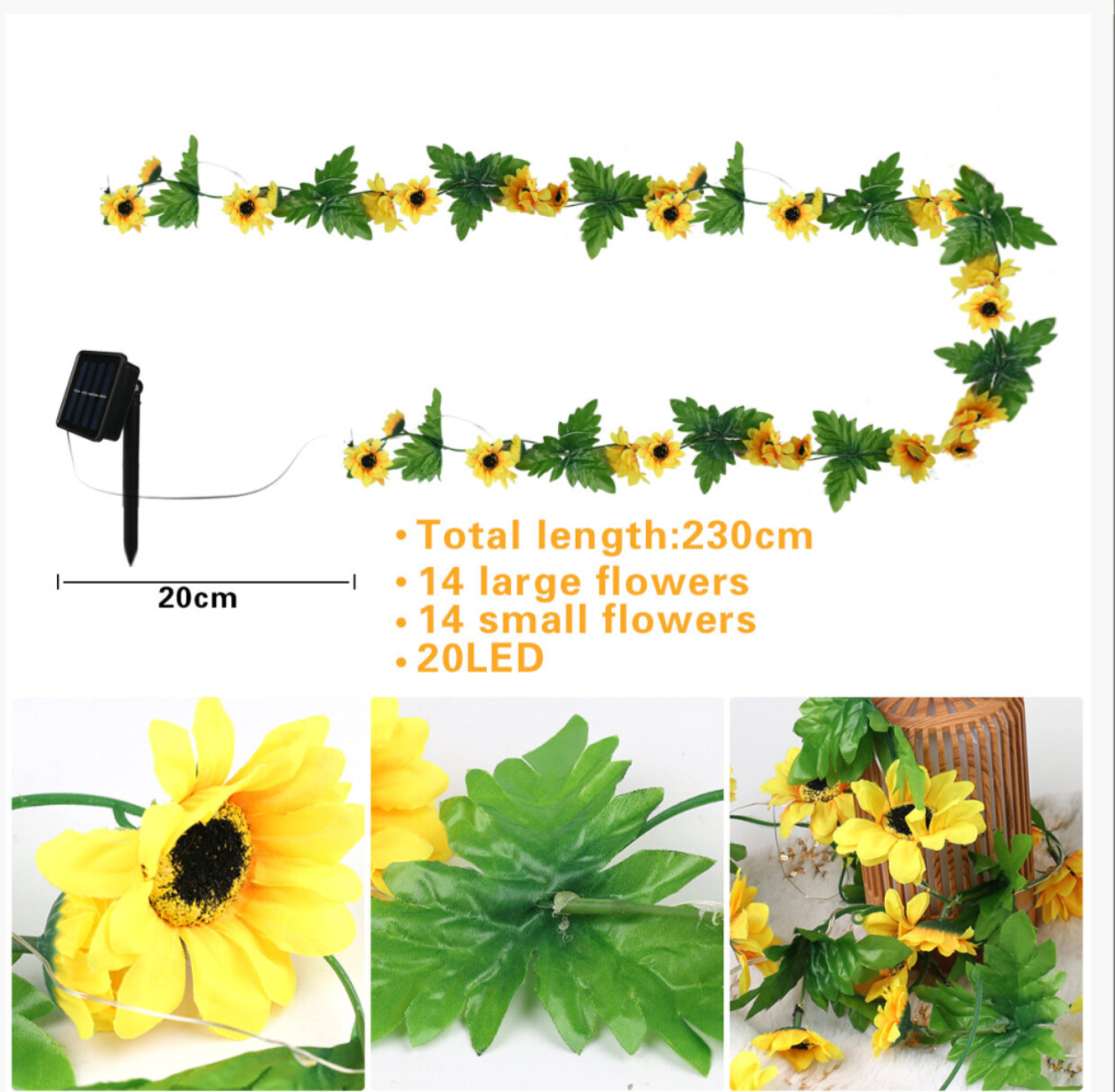 LED Solar Powered Sunflower Fairy String Lights - Truly Yours