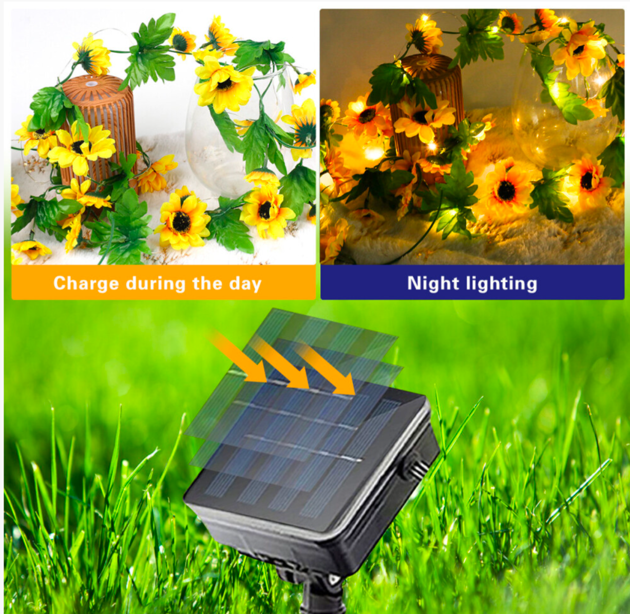 LED Solar Powered Sunflower Fairy String Lights - Truly Yours