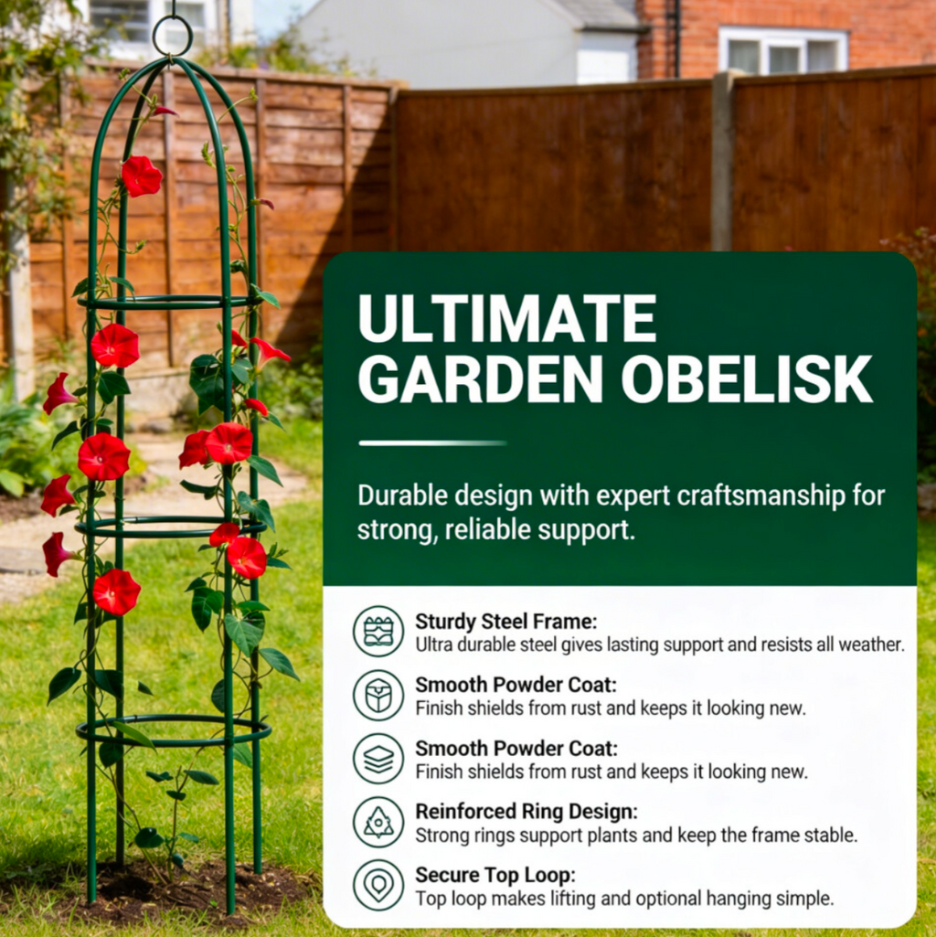 1.9m Outdoor Garden Obelisk Twisting Climbing Plant Trellis Metal Support Frame - Truly Yours
