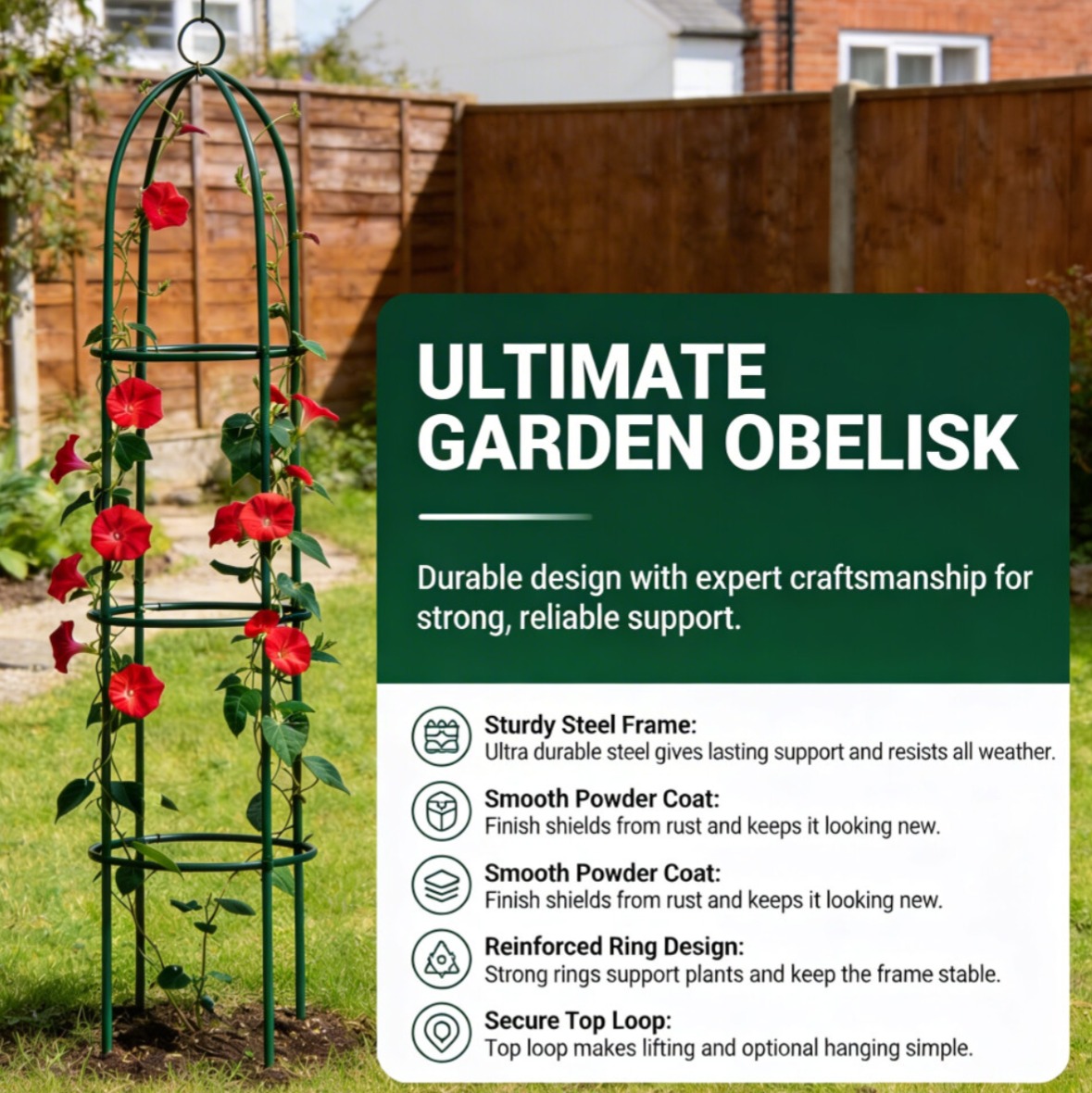 1.9m Outdoor Garden Obelisk Twisting Climbing Plant Trellis Metal Support Frame - Truly Yours