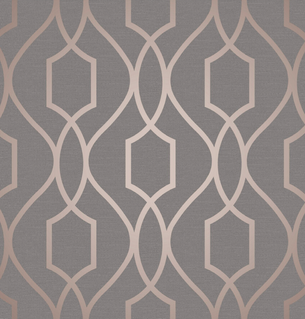 Fresco Apex Trellis Charcoal Copper Wallpaper - Truly Yours