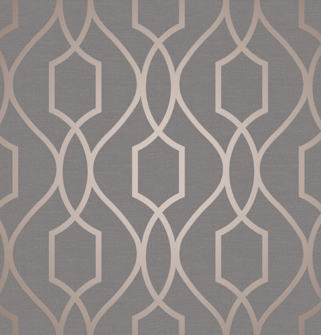 Fresco Apex Trellis Charcoal Copper Wallpaper - Truly Yours
