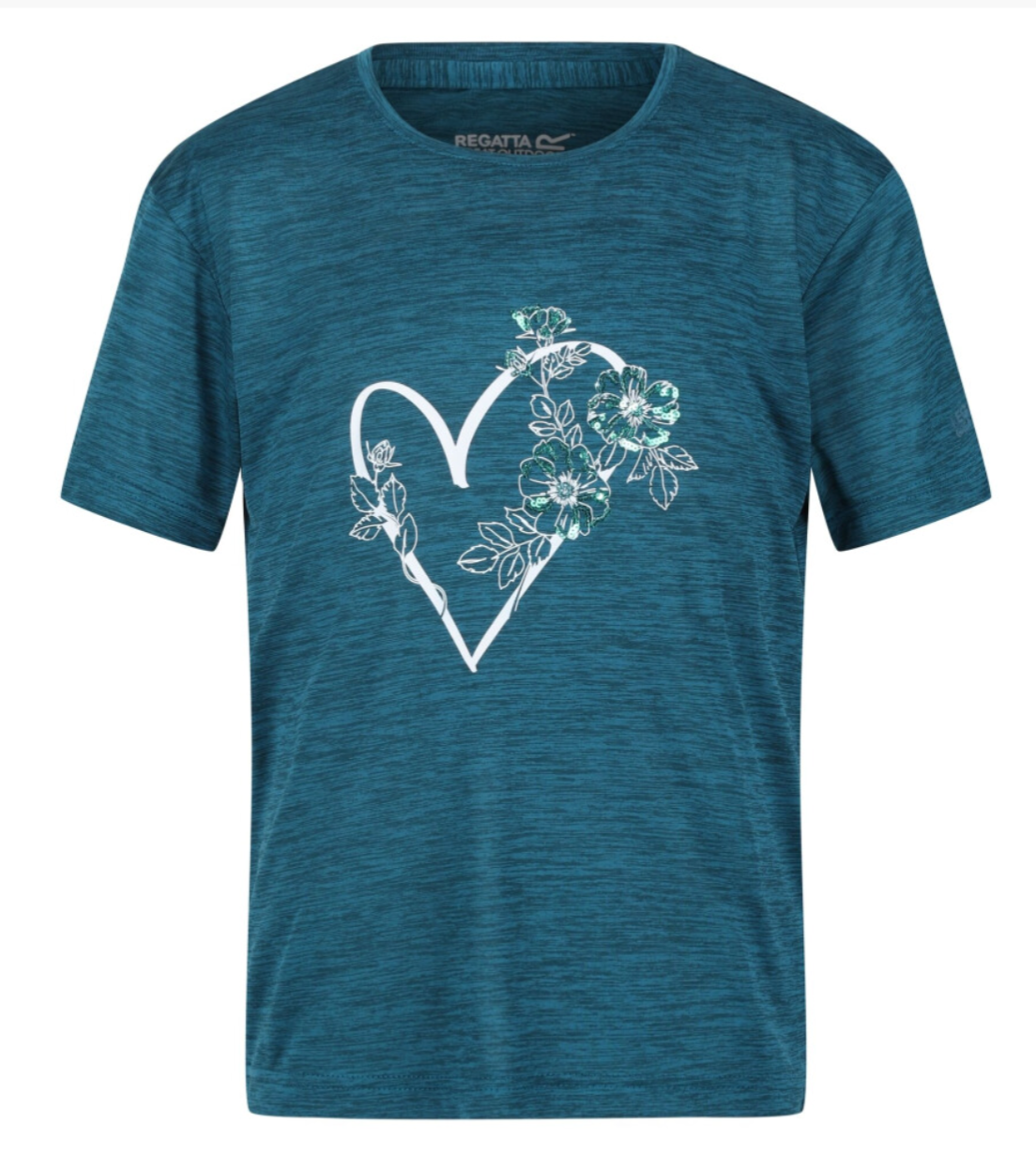 (5-6 Years, Gulfstream) Regatta Childrens/Kids Findley Keep Going Heart Marl T-Shirt - Truly Yours