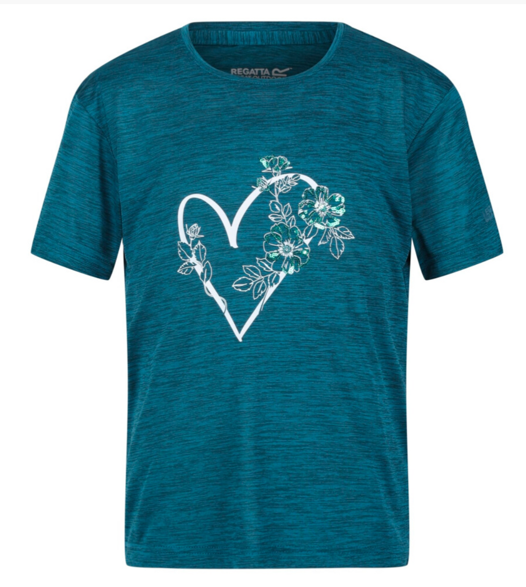 (5-6 Years, Gulfstream) Regatta Childrens/Kids Findley Keep Going Heart Marl T-Shirt - Truly Yours