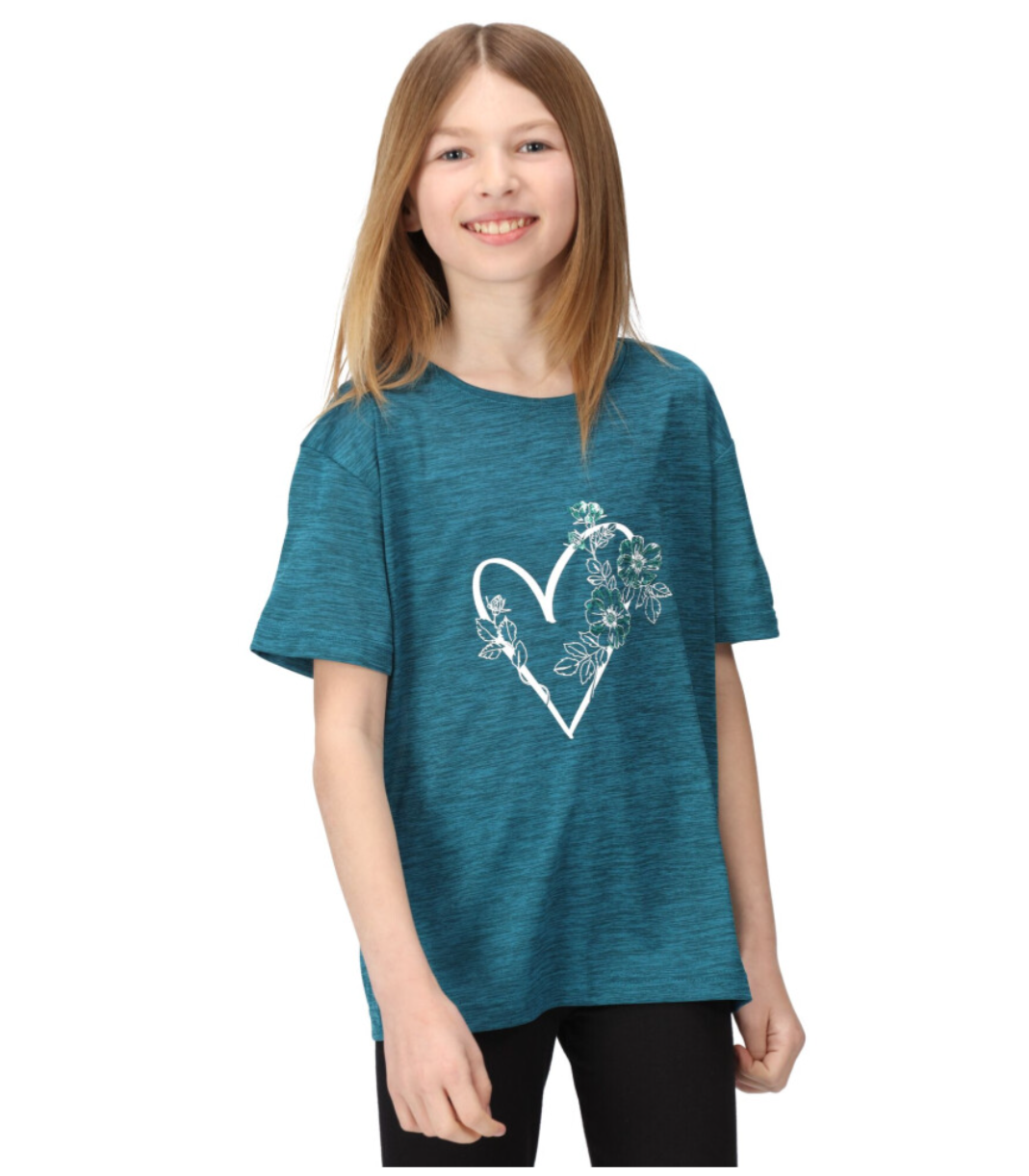 (5-6 Years, Gulfstream) Regatta Childrens/Kids Findley Keep Going Heart Marl T-Shirt