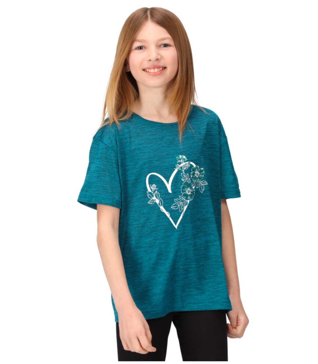 (5-6 Years, Gulfstream) Regatta Childrens/Kids Findley Keep Going Heart Marl T-Shirt - Truly Yours