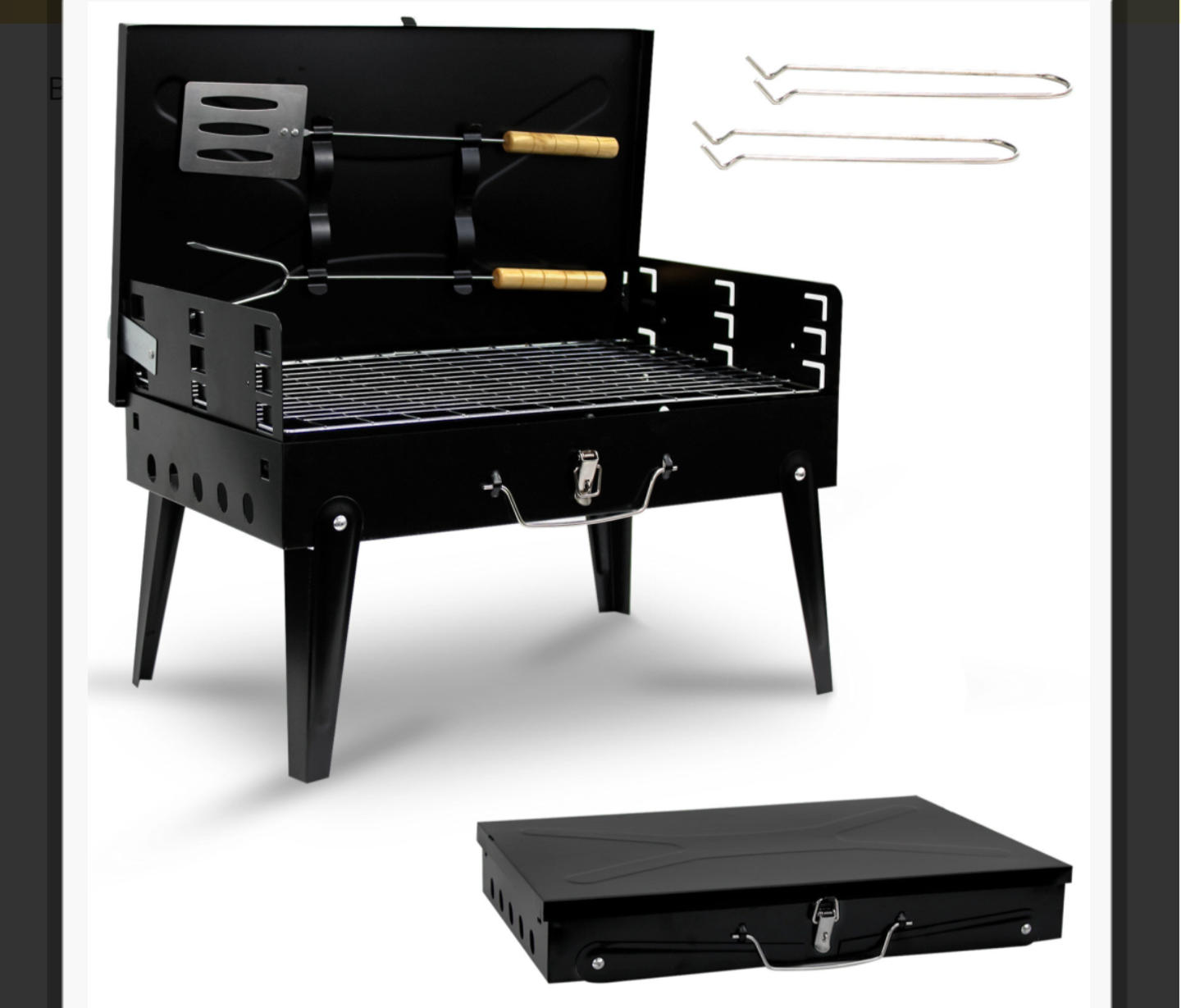 Portable Foldable Suitcase Charcoal BBQ Grill with Integrated Utensils and Carrying Handle - Truly Yours