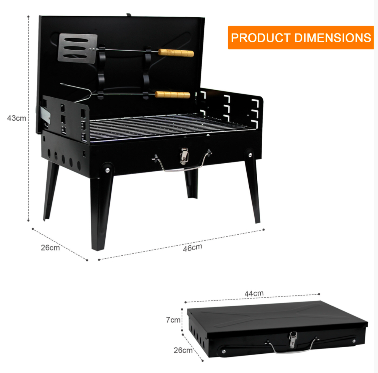 Portable Foldable Suitcase Charcoal BBQ Grill with Integrated Utensils and Carrying Handle - Truly Yours