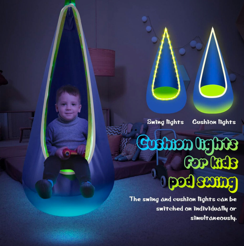 Sensory Swing Chair, Hammock Chair with Innovative LED Lights & Inflatable Pillow - Truly Yours