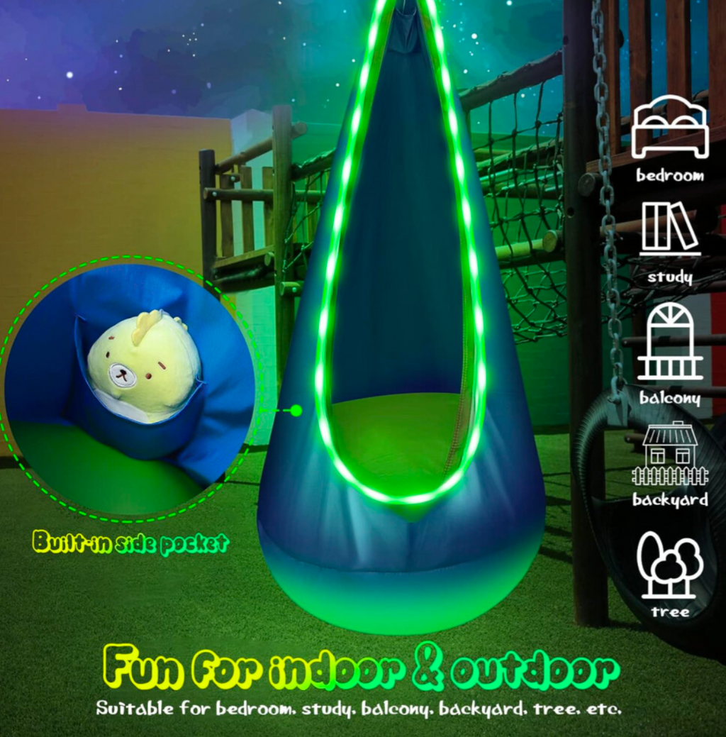 Sensory Swing Chair, Hammock Chair with Innovative LED Lights & Inflatable Pillow - Truly Yours