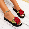 Romantic Rose Detail Flat Slides - Truly Yours