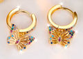 Multicolour Butterfly Drop Hoop Earrings - Truly Yours