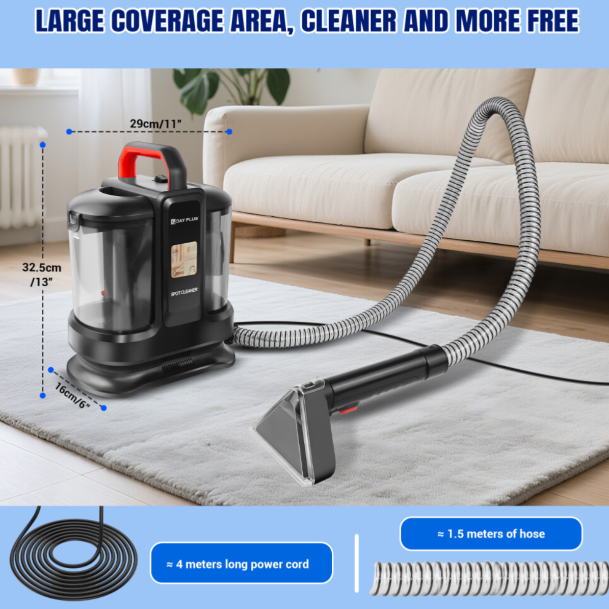 Portable Carpet Cleaner, Handheld 3000W Upholstery Spot Cleaner Washer Machine for Car Interior, Stairs, Carpet, Pet Stains and Multi-Surface Cleaning - Truly Yours