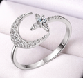 Celestial Moon & Star Moissanite Ring – 925 Sterling Silver - Truly Yours