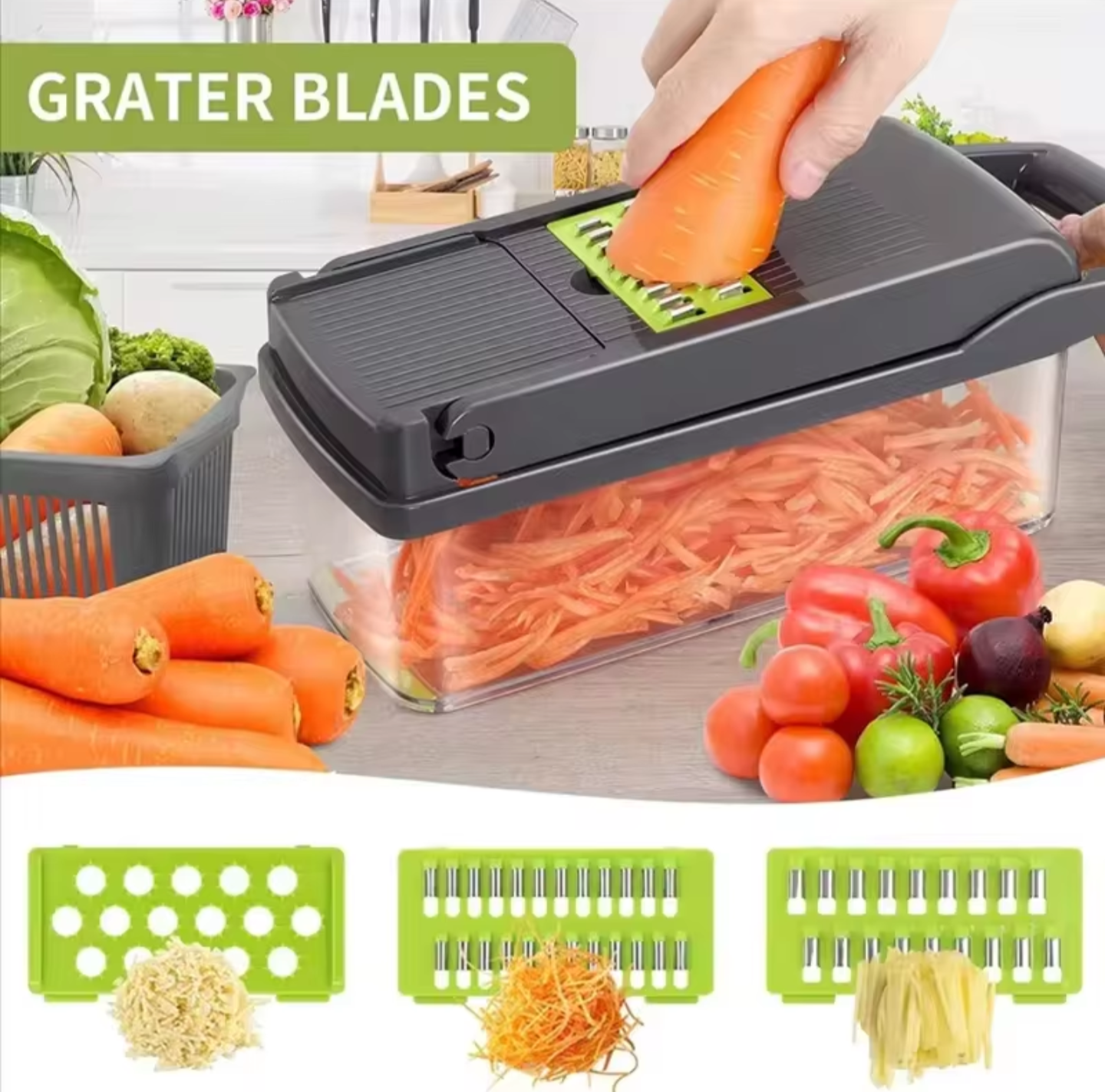16-Piece Multi-Function Vegetable Chopper & Mandoline Slicer Set with Storage Container – Ultimate Kitchen Prep Tool - Truly Yours