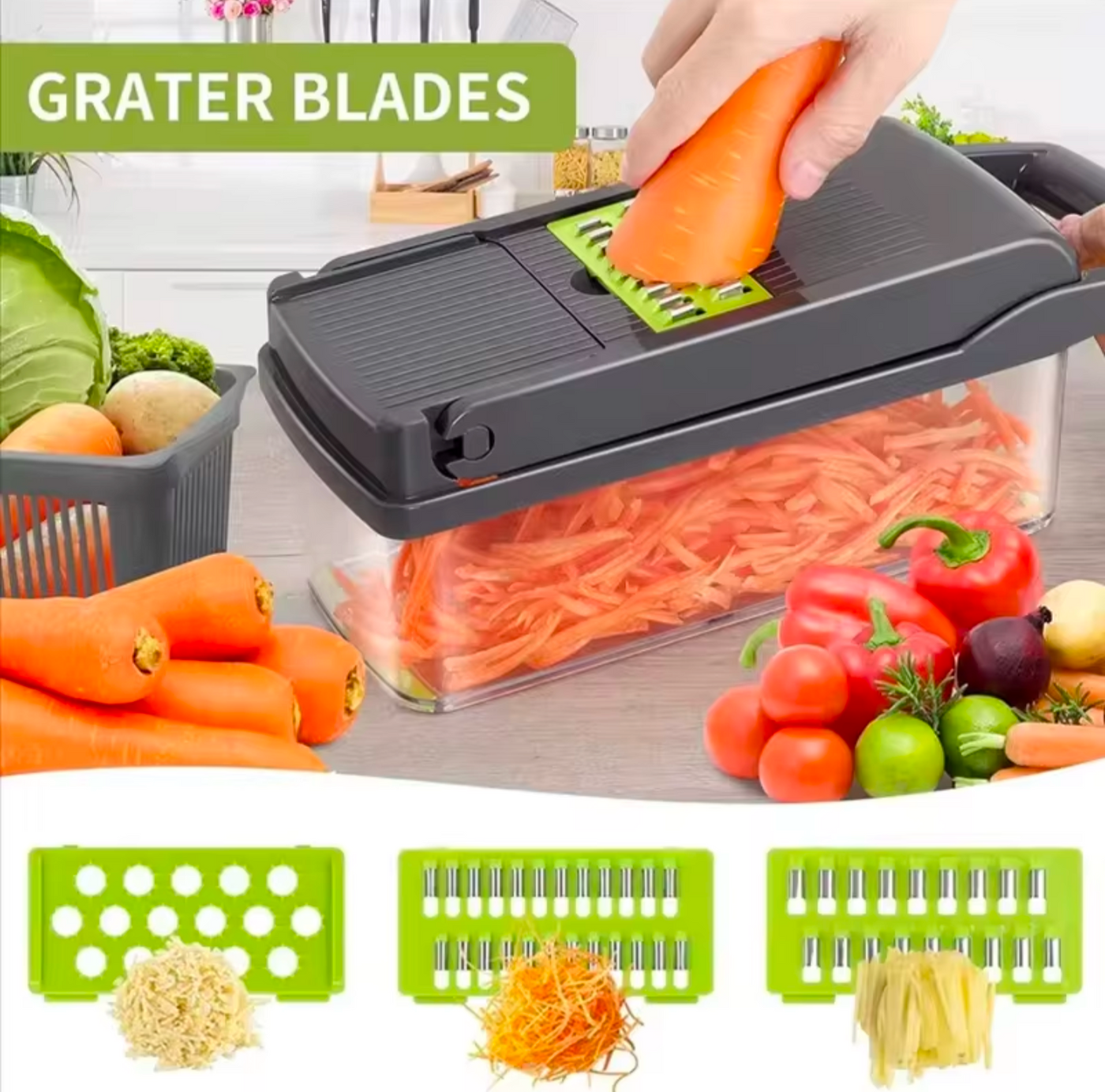 16-Piece Multi-Function Vegetable Chopper & Mandoline Slicer Set with Storage Container – Ultimate Kitchen Prep Tool - Truly Yours