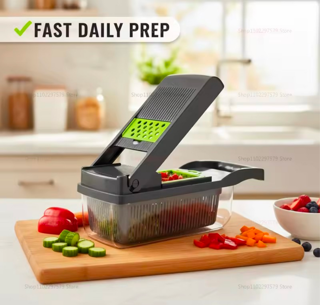 16-Piece Multi-Function Vegetable Chopper & Mandoline Slicer Set with Storage Container – Ultimate Kitchen Prep Tool - Truly Yours