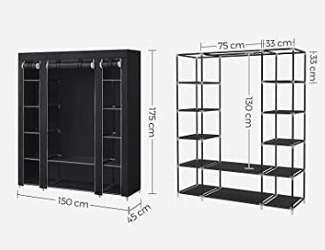 Large Capacity Fabric Wardrobe with Dustproof Cover