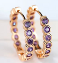 Gold-Tone Amethyst Halo Hoop Earrings - Truly Yours
