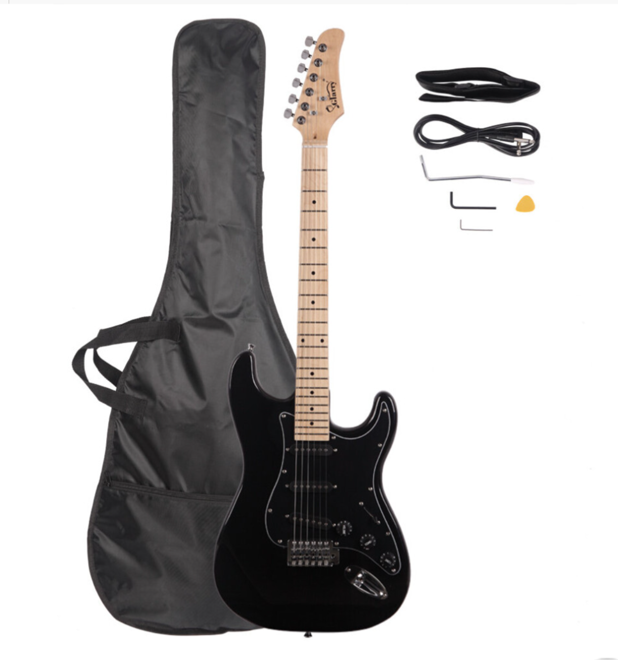 Glarry GST-E 3 Single Pickup Electric Guitar with Black Pickguard Bag Strap Wire - Truly Yours